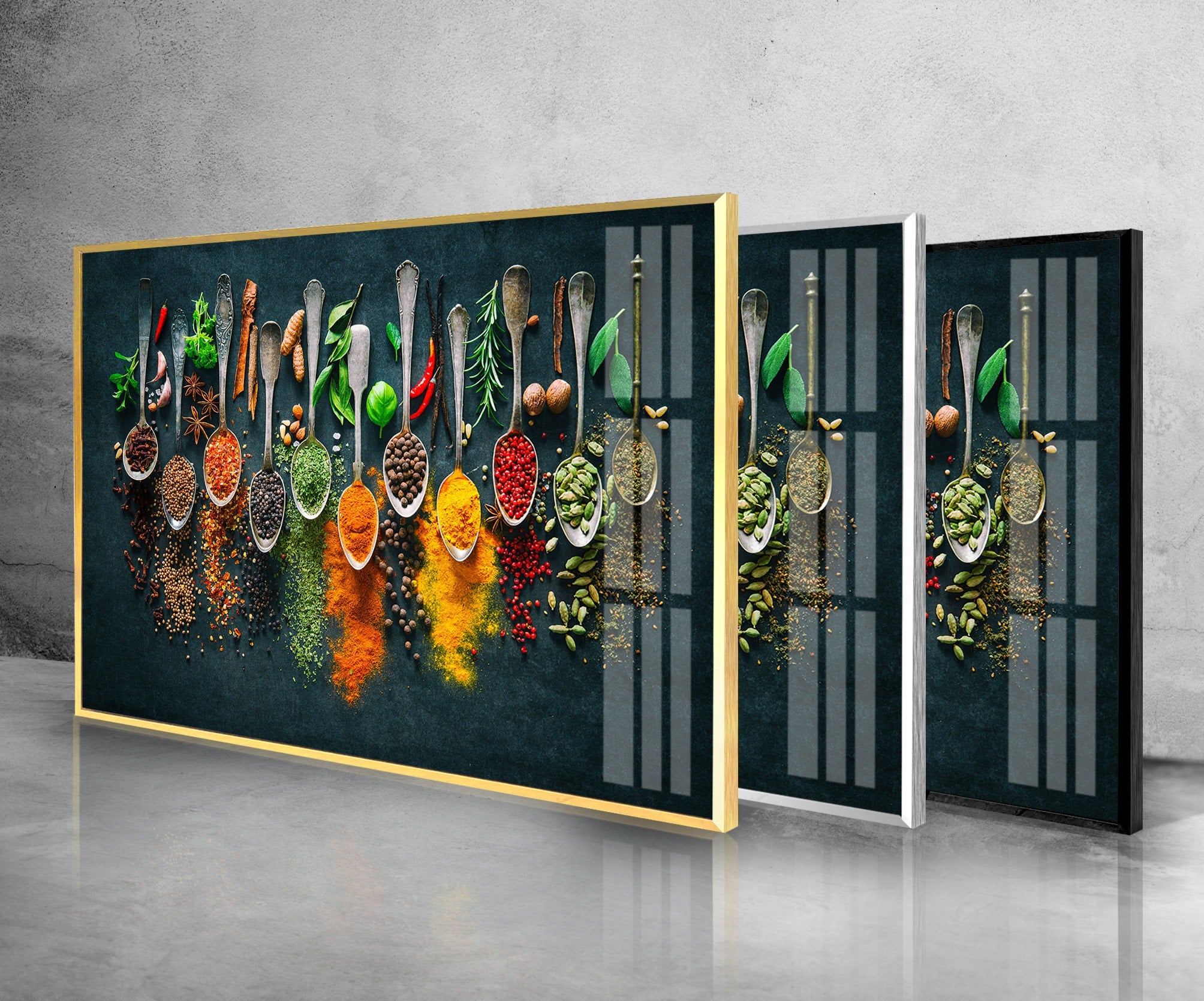 Spice & Herbs Tempered Glass Wall Art