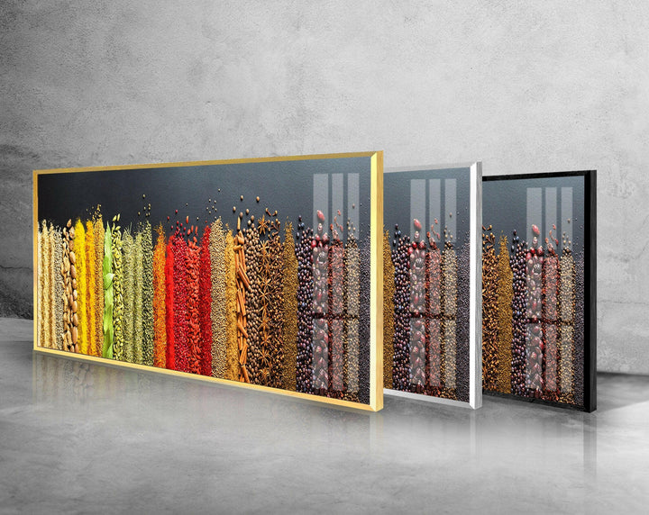 Colorful Spices & Legumes Glass Wall Art, glass pictures for Wall, glass prints wall art