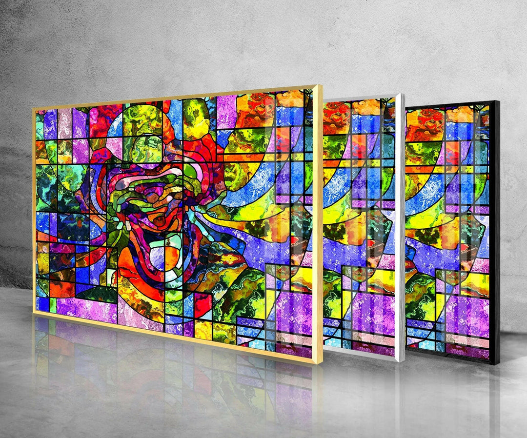 Geometrische Mosaik-Wandkunst aus Buntglas
