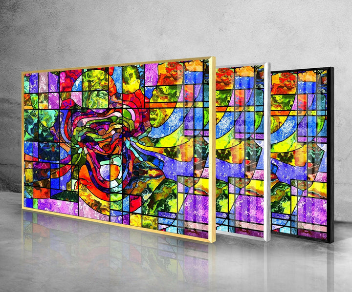 Geometrische Mosaik-Wandkunst aus Buntglas