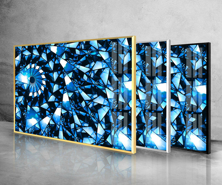 Blue & Black Stained Glass Wall Art print on glass, glass printed photos