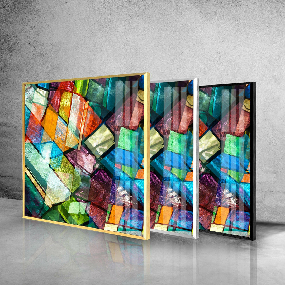 Stained Colorful Geometrics Glass Wall Art stained glass wall art, stained glass wall decor