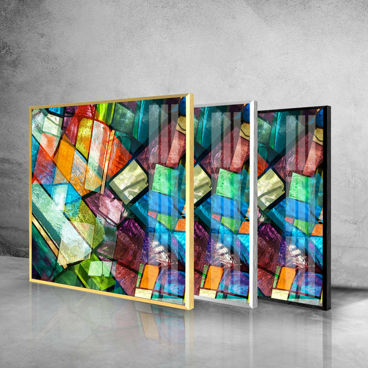 Stained Colorful Geometrics Glass Wall Art stained glass wall art, stained glass wall decor
