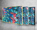 Blue Stained Abstract Tempered Glass Wall Art
