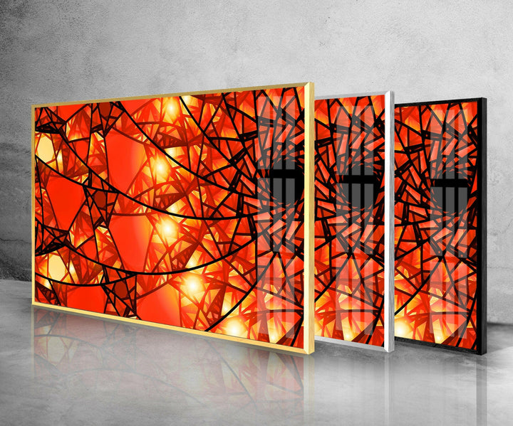 Red Stained Floral Glass Wall Art glass wall decor, glass wall art decor