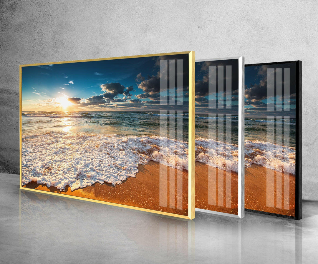 Wolkenlandschaft über dem Meer, Glaswandkunst