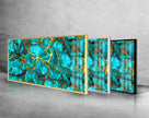 Green Gold Marble Decor Tempered Glass Wall Art