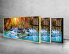 Panoramic Waterfall View at Forest Tempered Glass Wall Art