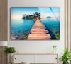 Island Dock View Tempered Glass Wall Art