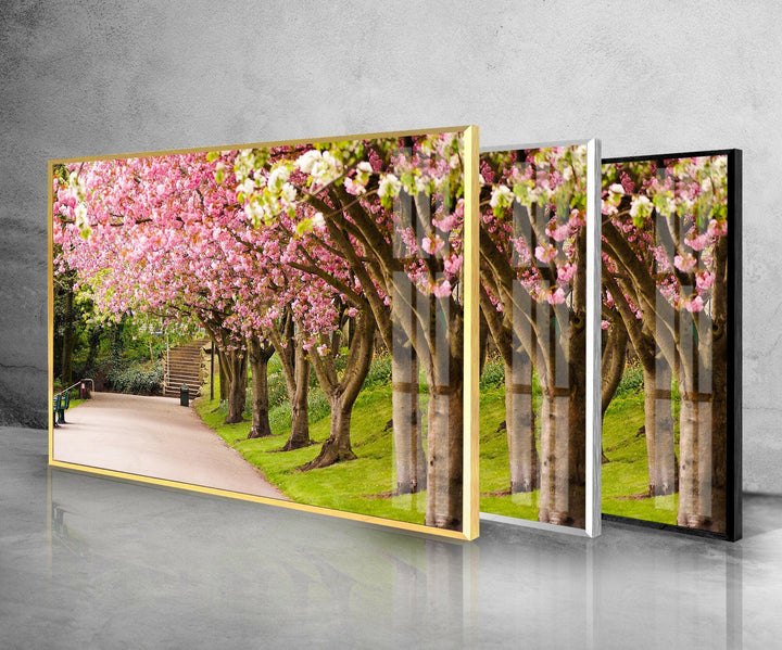 Spring Trees Landscape Glass Wall Art print picture on glass, Tempered Glass Wall Art