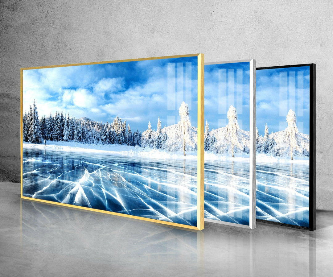 Winter Forest Snow Glass Wall Art glass image printing, glass prints from photos