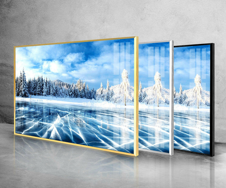 Winter Forest Snow Glass Wall Art glass image printing, glass prints from photos