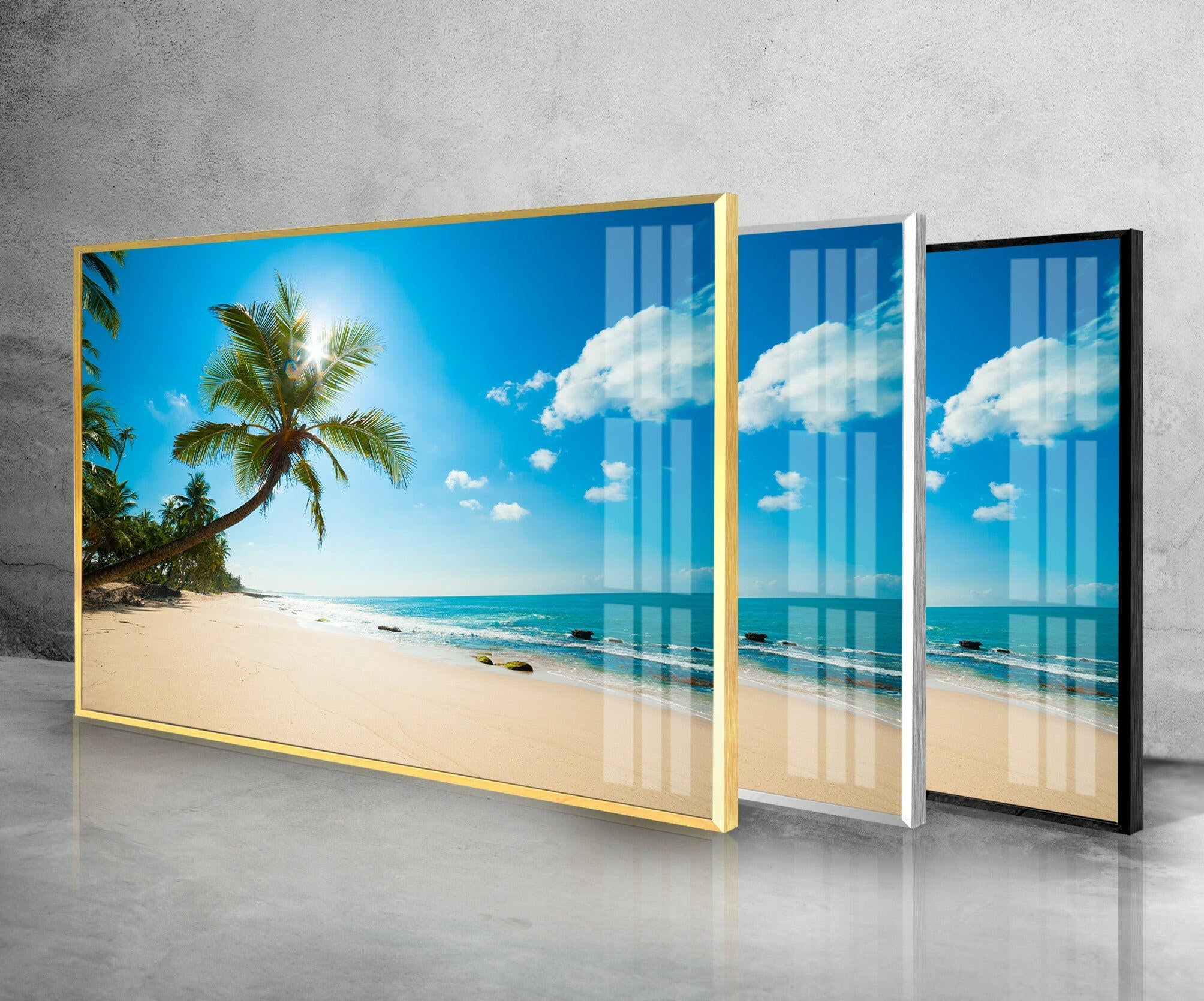 Sea Beach Tempered Glass Wall Art