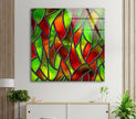 Green and Red Stained Tempered Glass Wall Art