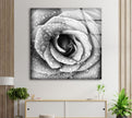Black and White Rose Tempered Glass Wall Art