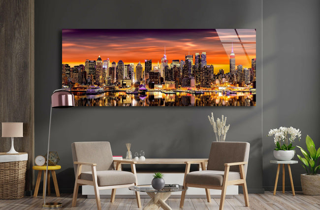 City View Sunset Tempered Glass Wall Art