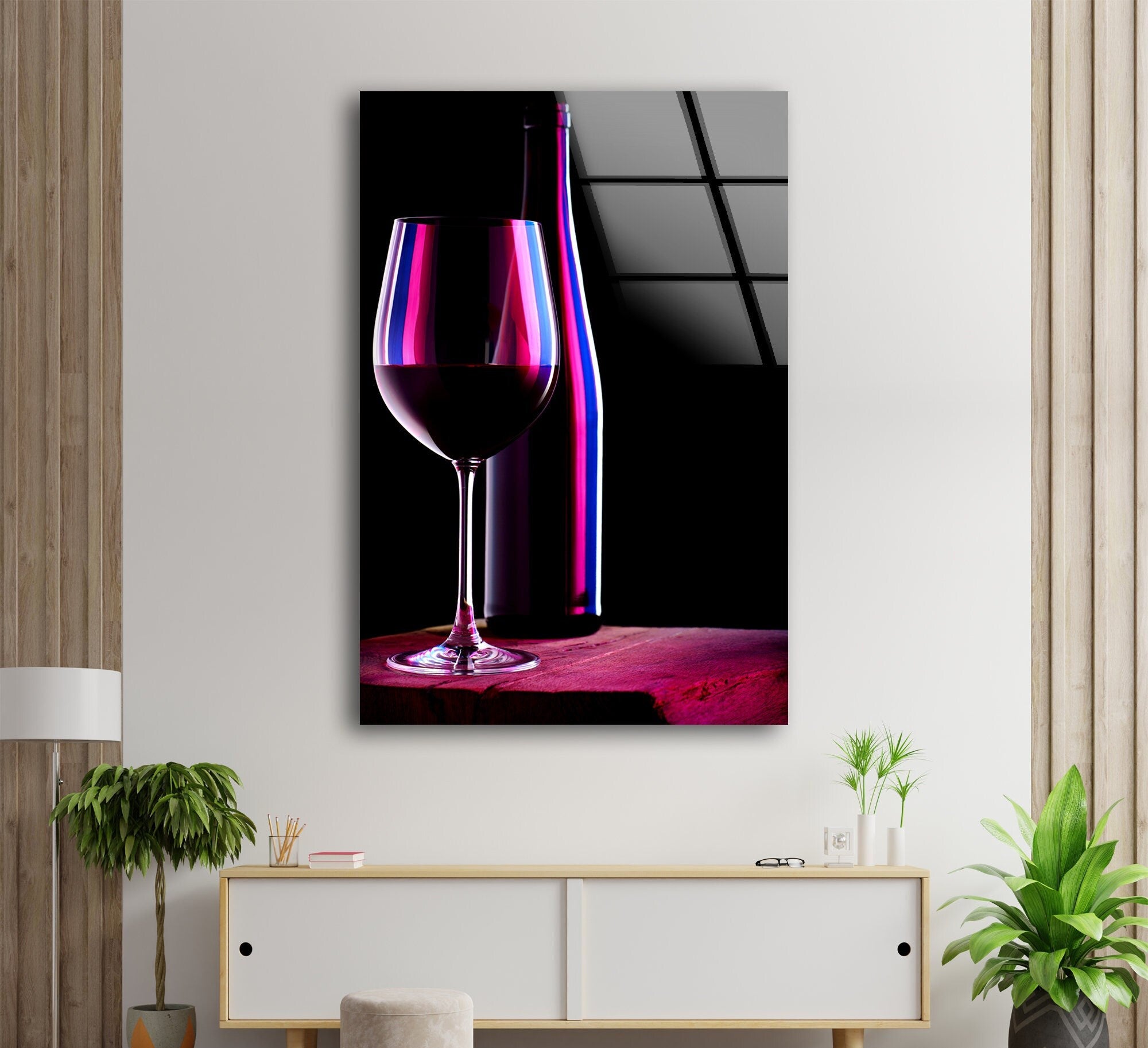 Red Wine Tempered Glass Wall Art