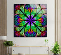 Fractal Flower in Glass Window Tempered Glass Wall Art