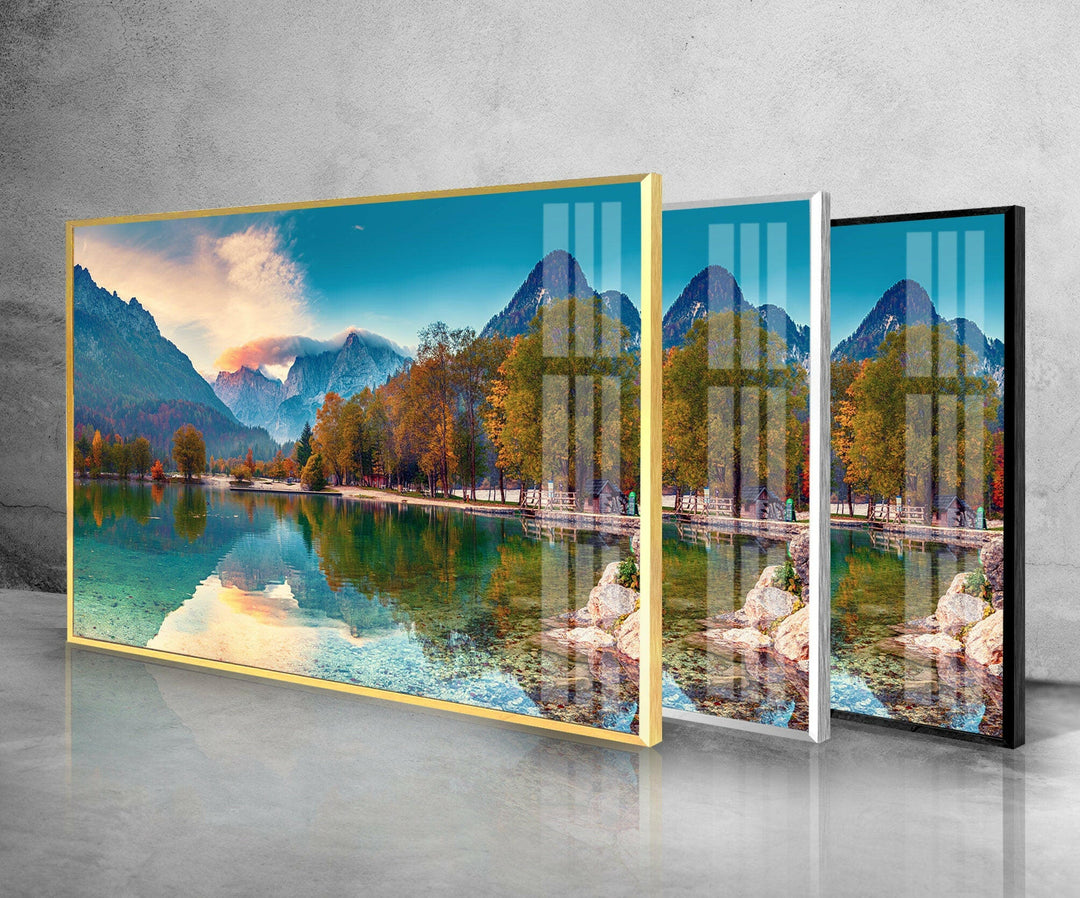 Jasna Lake Landscape Glass Wall Art print picture on glass, Tempered Glass Wall Art