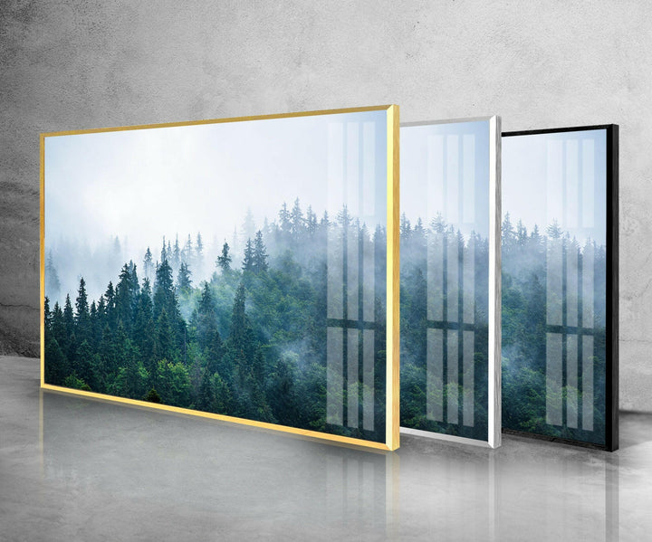 Nebliger Wald Natur Glas Wandkunst