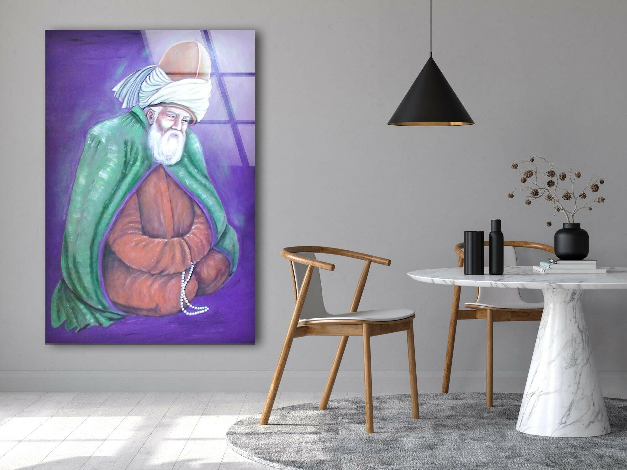 Rumi Mevlana Tempered Glass Wall Art