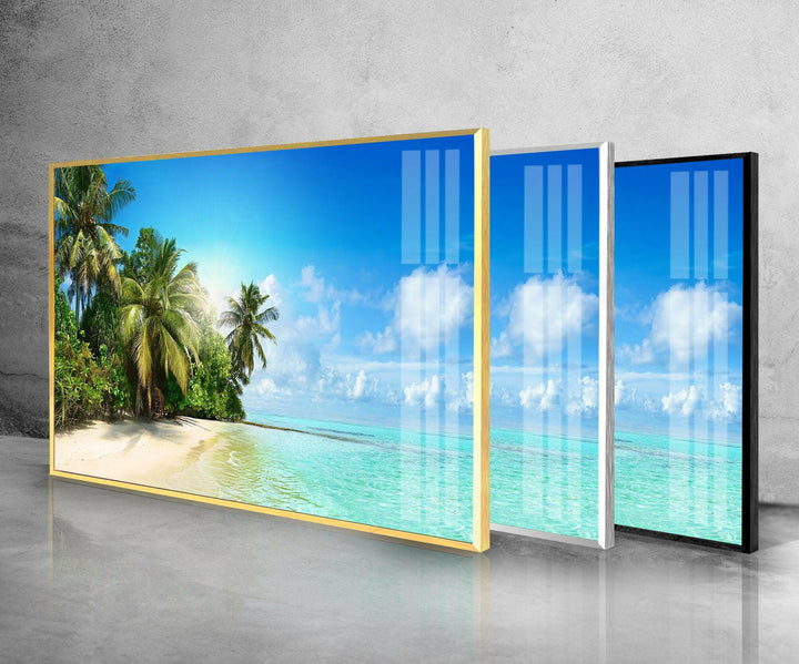 Tropische Strandlandschaft, Glaswandkunst