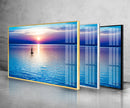 Sea Landscape with Sunset Tempered Glass Wall Art