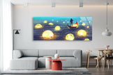 Moon View on Sea Tempered Glass Wall Art