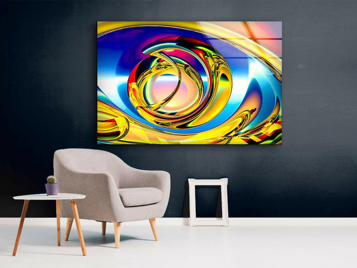 Golden Fractal Abstract Glass Wall Art Glass Printing Wall Art, Print photos on glass
