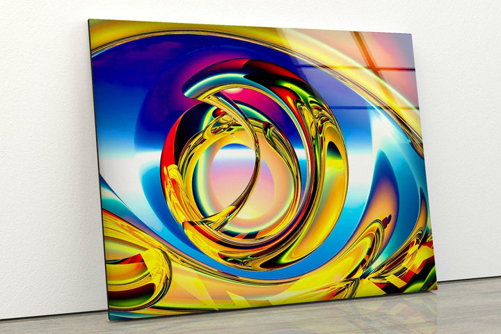 Golden Fractal Abstract Glass Wall glass art painting, glass art for the Wall
Art 