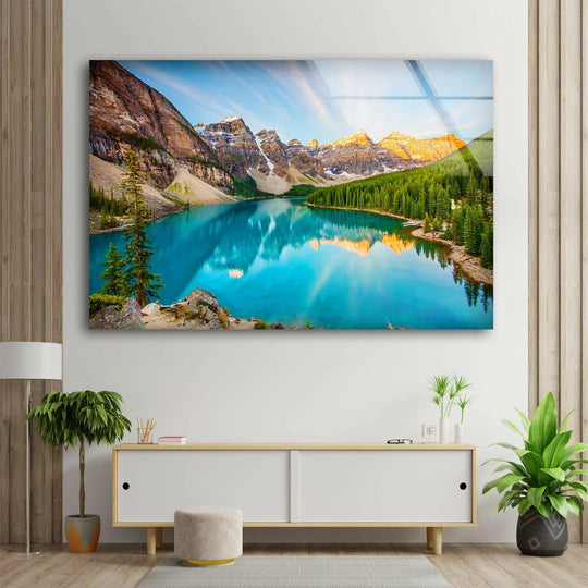 Canadian landscape wall art capturing the breathtaking beauty of Moraine Lake’s reflection.
