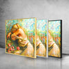 Oil Painting Woman Floral Tempered Glass Wall Art