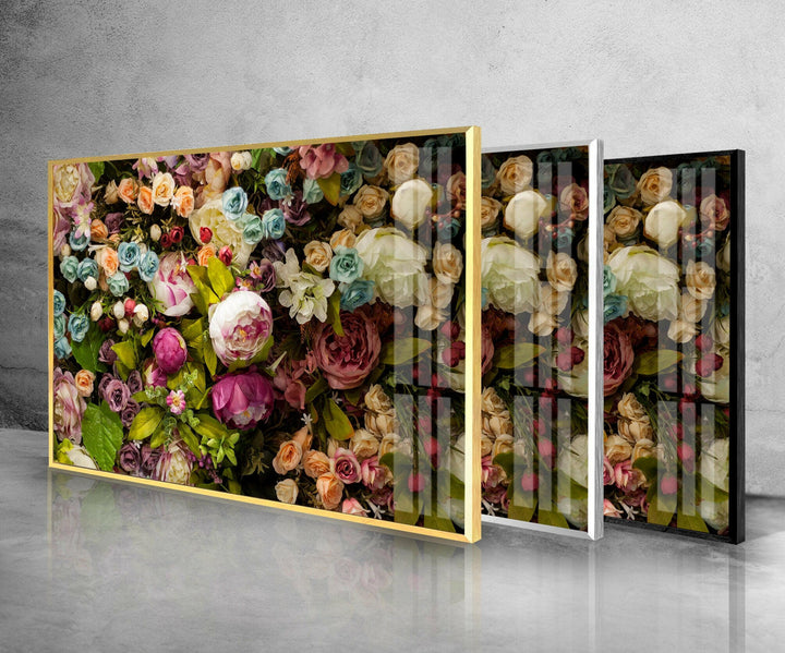 Colorful Roses Flowers Glass Wall Art, custom glass pictures, glass art prints
