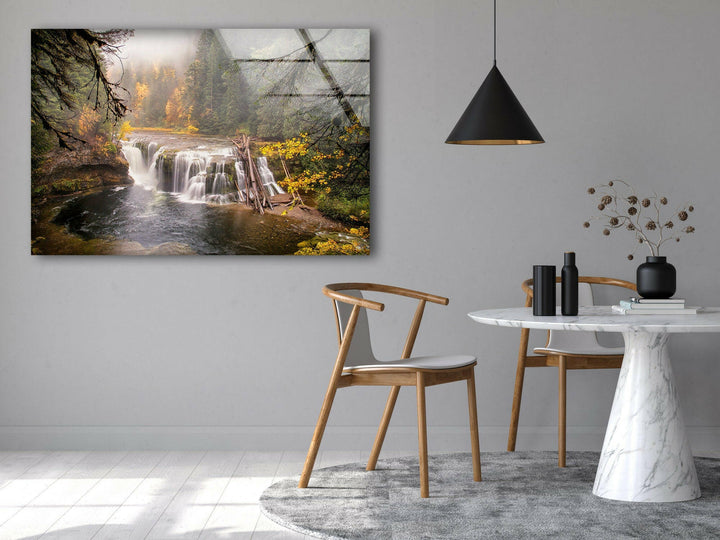 Mountain Stream and Fall Colors – A Scenic Glass Wall Art
