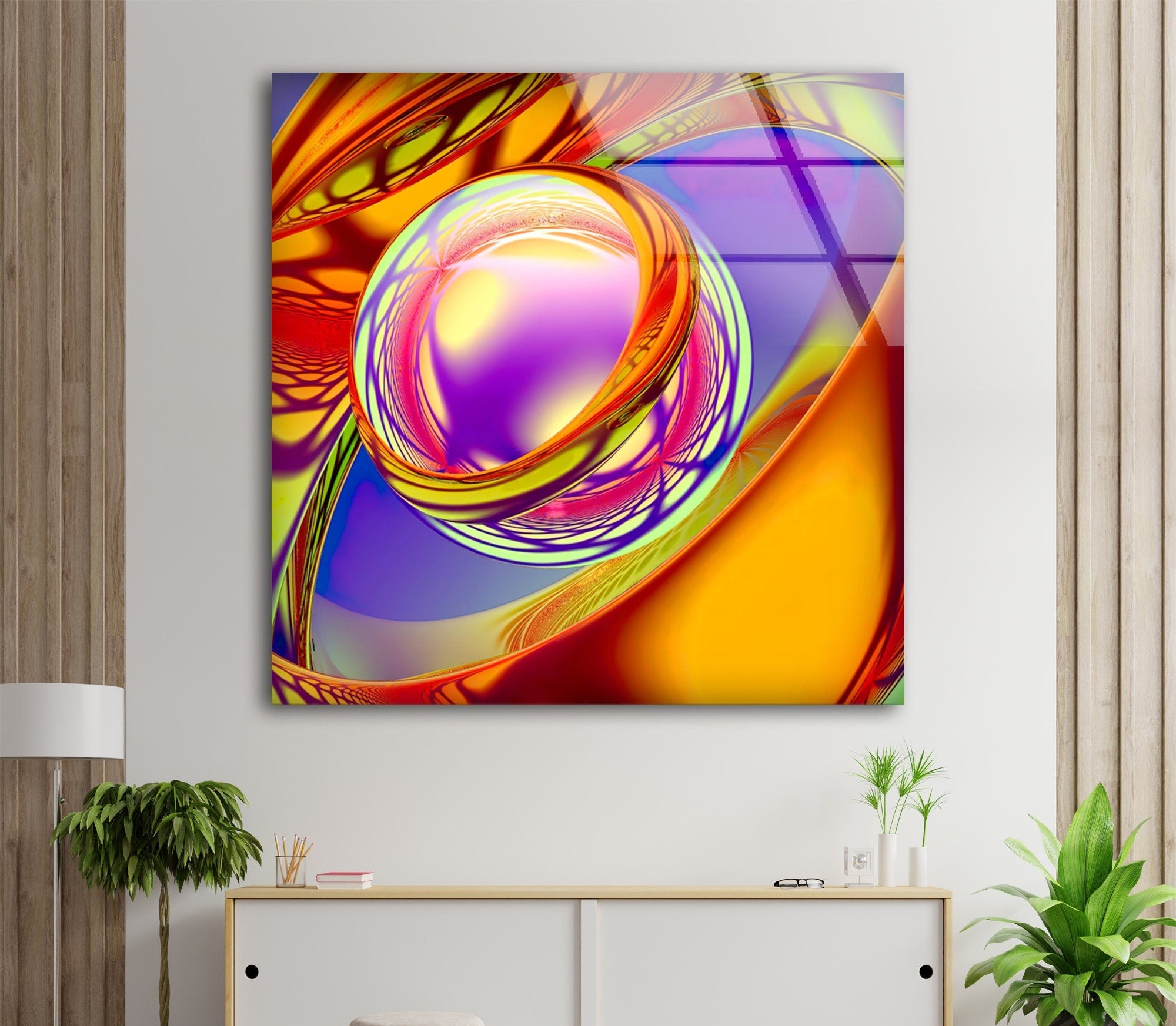 Colored Abstract Tempered Glass Wall Art