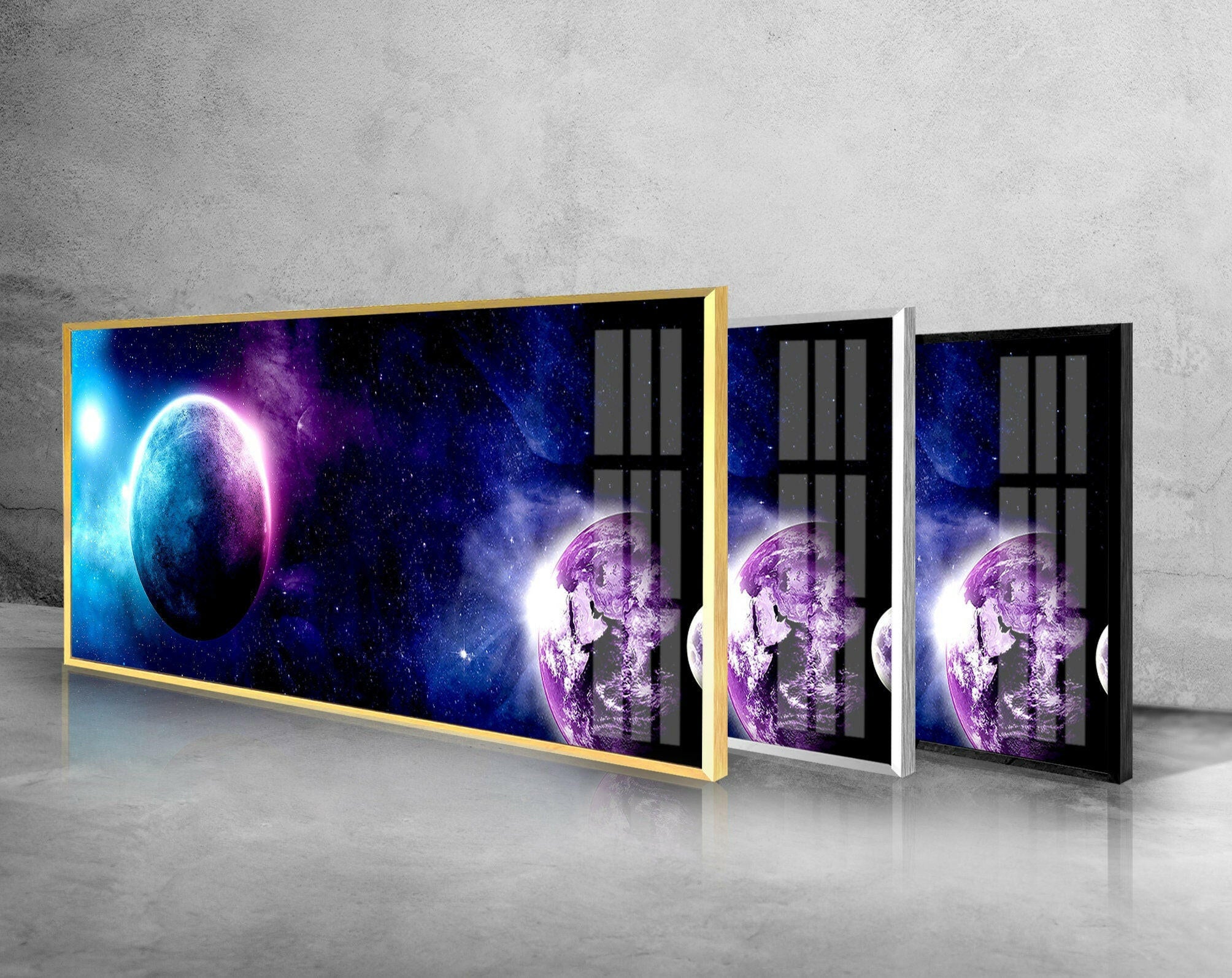 Panoramic Space Galaxy Tempered Glass Wall Art