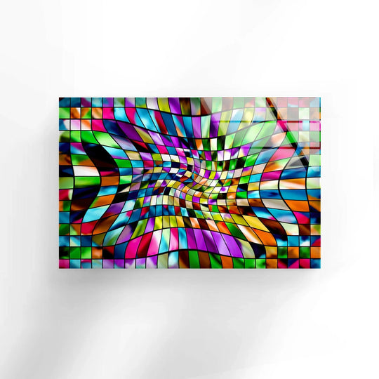 Warped squares of vibrant, organic forms blend in this stunning best glass art piece.