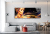 Panoramic Golden Woman Portrait Tempered Glass Wall Art