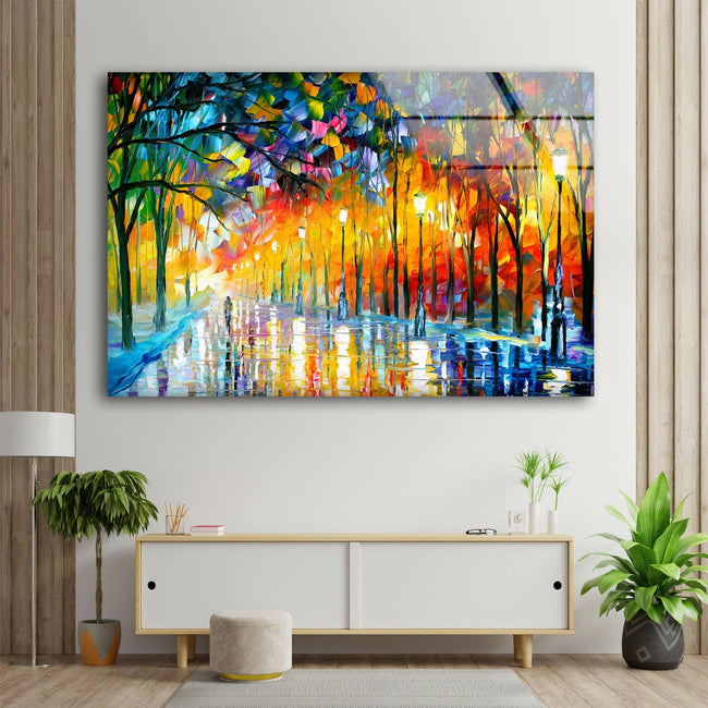 Autumn Oil Painting Tempered Glass Wall Art