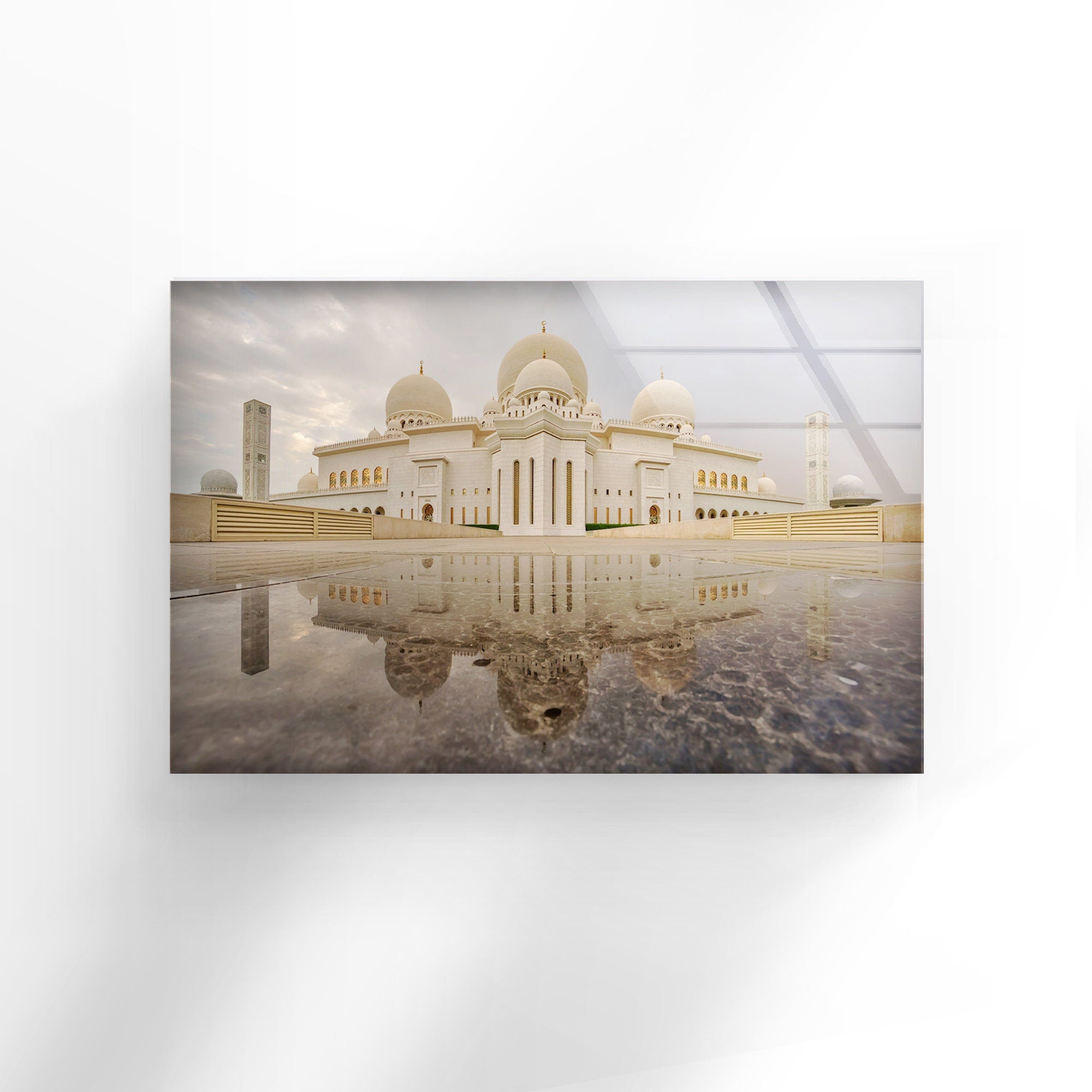Muslim Sheikh Zayed Mosque Tempered Glass Wall Art