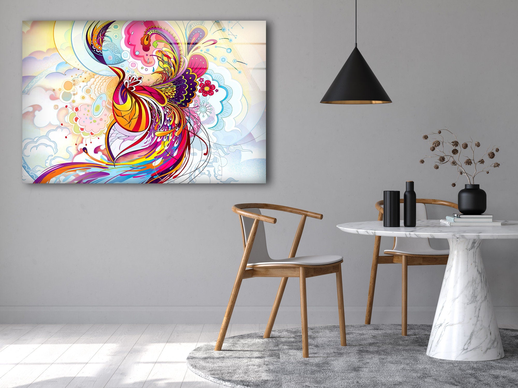 Colorful Abstract Tempered Glass Wall Art
