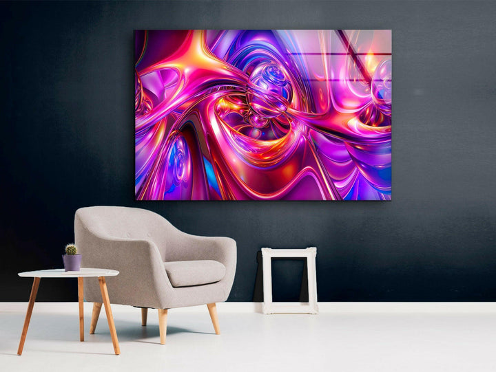 Purple Abstract Swirl Glass Wall Art
