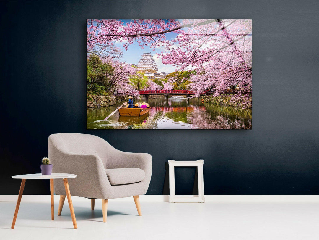 Himeji Castle and Sakura Blossoms – A Dreamy Landscape Print
