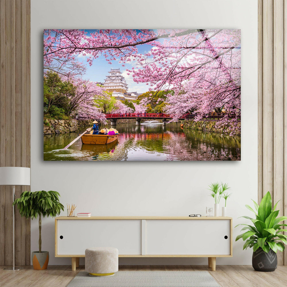 Tranquil River and Cherry Blossoms – A Captivating Wall Print
