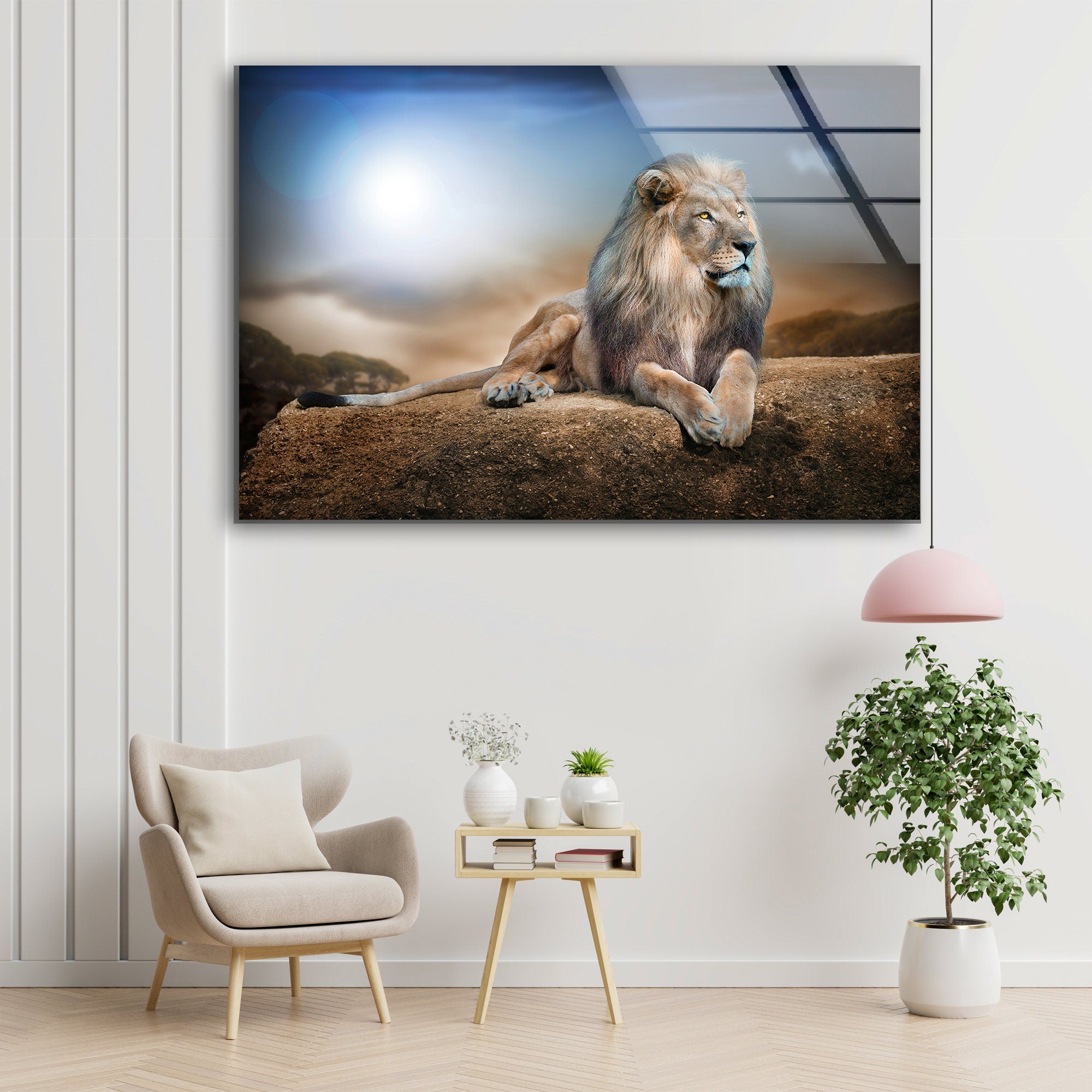 King Lion Tempered Glass Wall Art