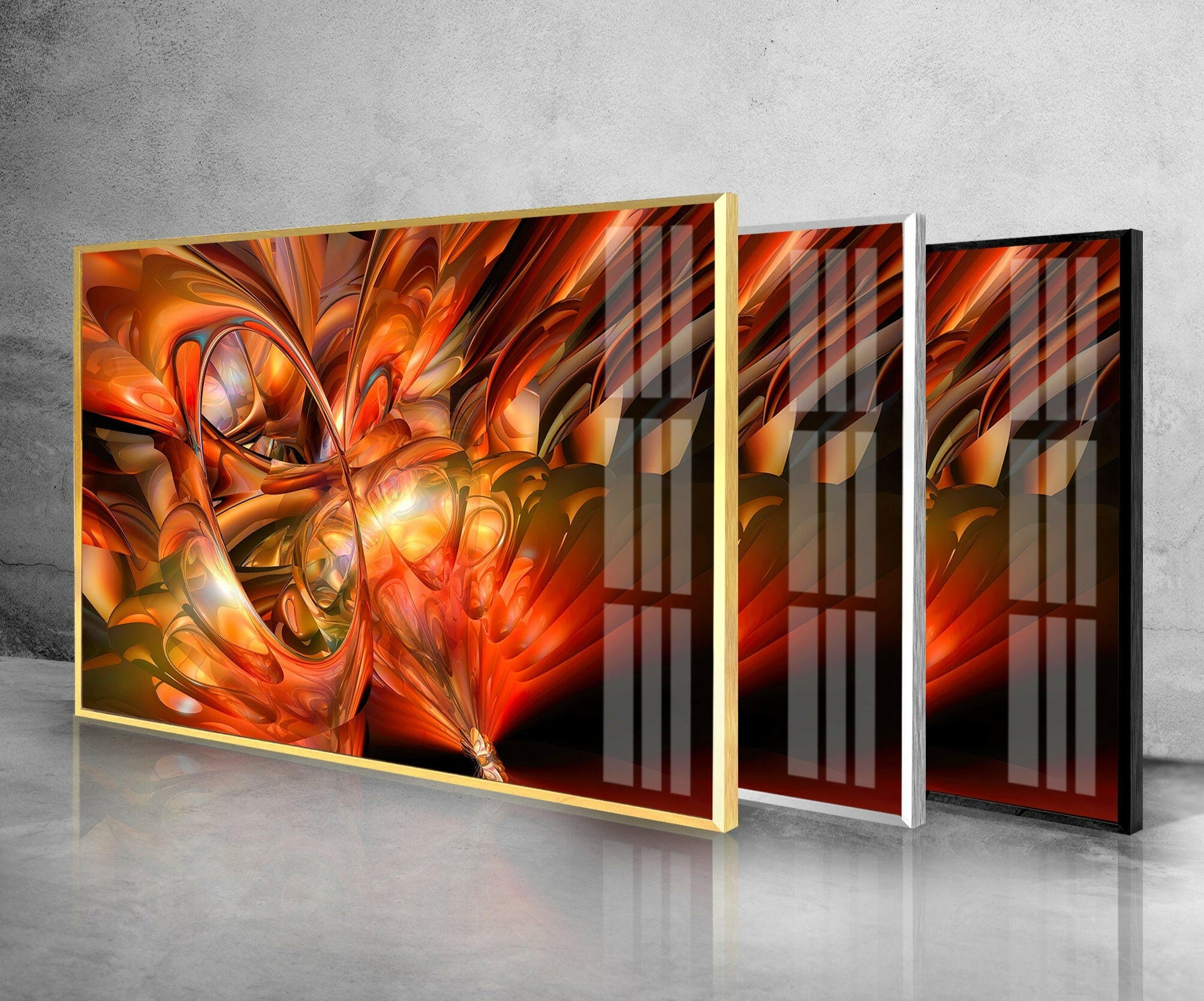 Red Abstract Tempered Glass Wall Art