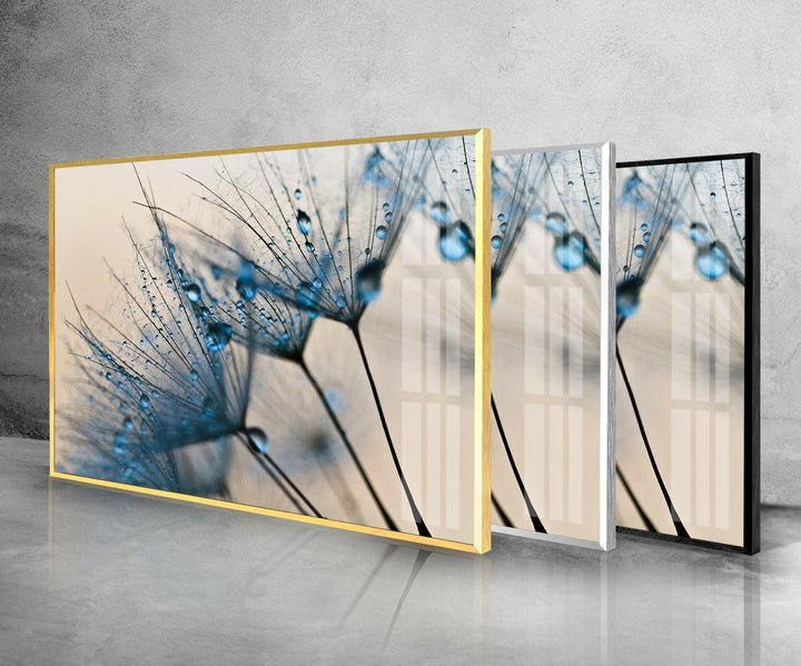 Blue Dandelion Flower Tempered Glass Wall Art - MyPhotoStation
