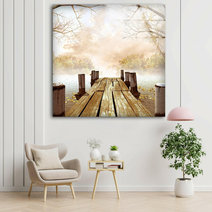 Pier By The Lake Glass Wall Art glass photo prints, glass picture prints