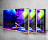 Woman in Neon Light Tempered Glass Wall Art