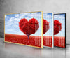 Red Heart Tempered Glass Wall Art